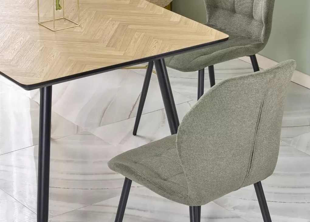 Nowoczesny stół Empori 120x80 cm prostokątny z trwałym blatem MDF w naturalnej okleinie, czarne nogi