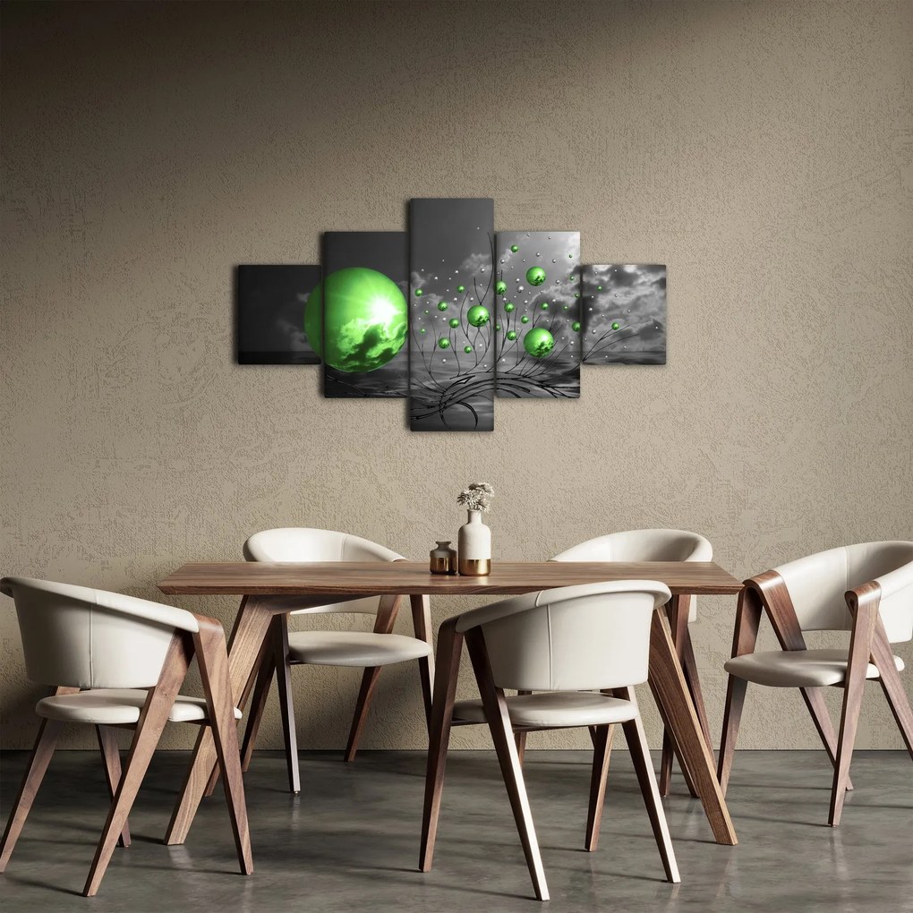 Obraz zielonych abstrakcyjnych kul (125x70 cm)