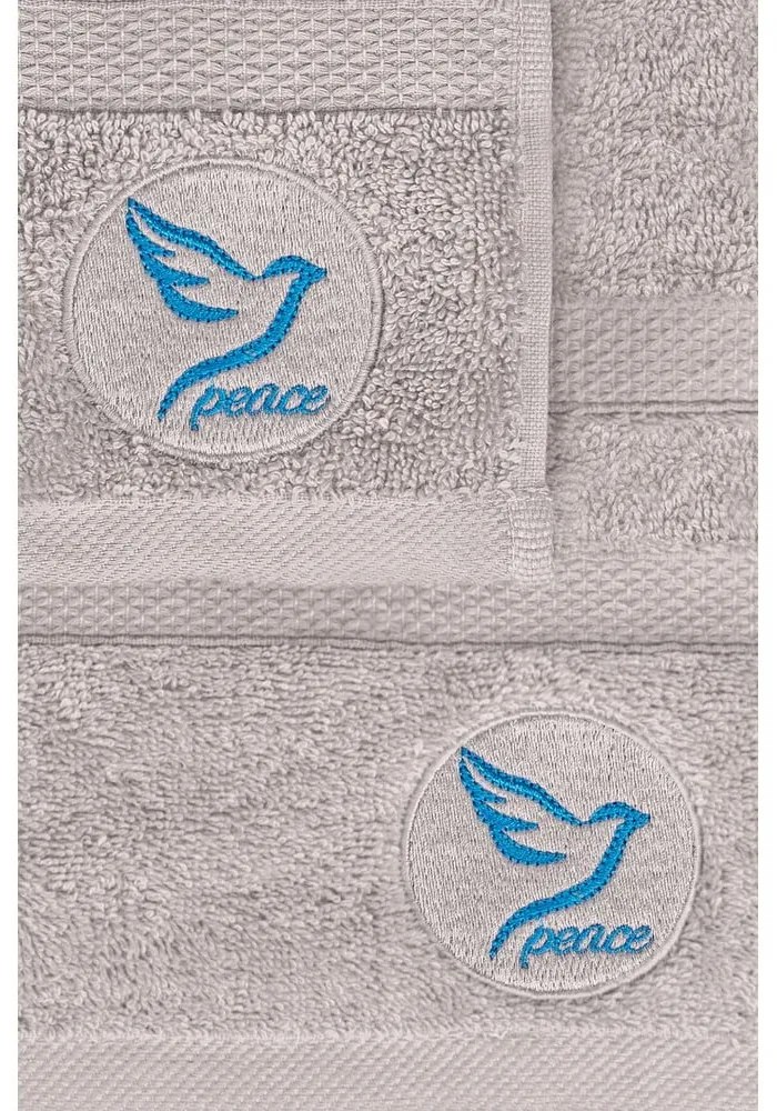 Szare bawełniane ręczniki zestaw 2 szt. frotte Peace – Foutastic