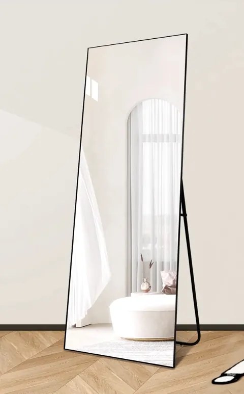 Wolnostojące lustro podłogowe ścienne czarne M-42 pełnowymiarowe 165x50 do przedpokoju salonu