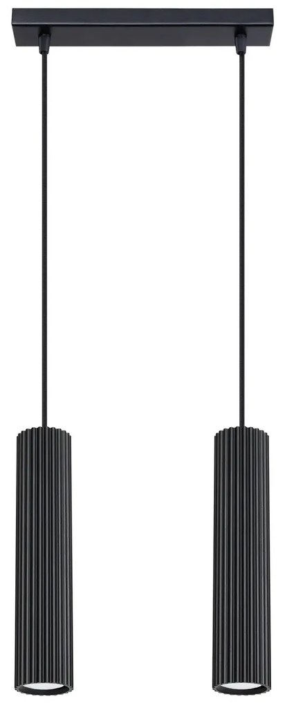 Lampa wisząca KARBON 2 czarna ryflowana SOLLUX  LIGHTING