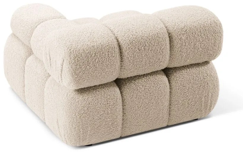Beżowy moduł sofy z materiału bouclé (prawostronny) Bellis – Micadoni Home