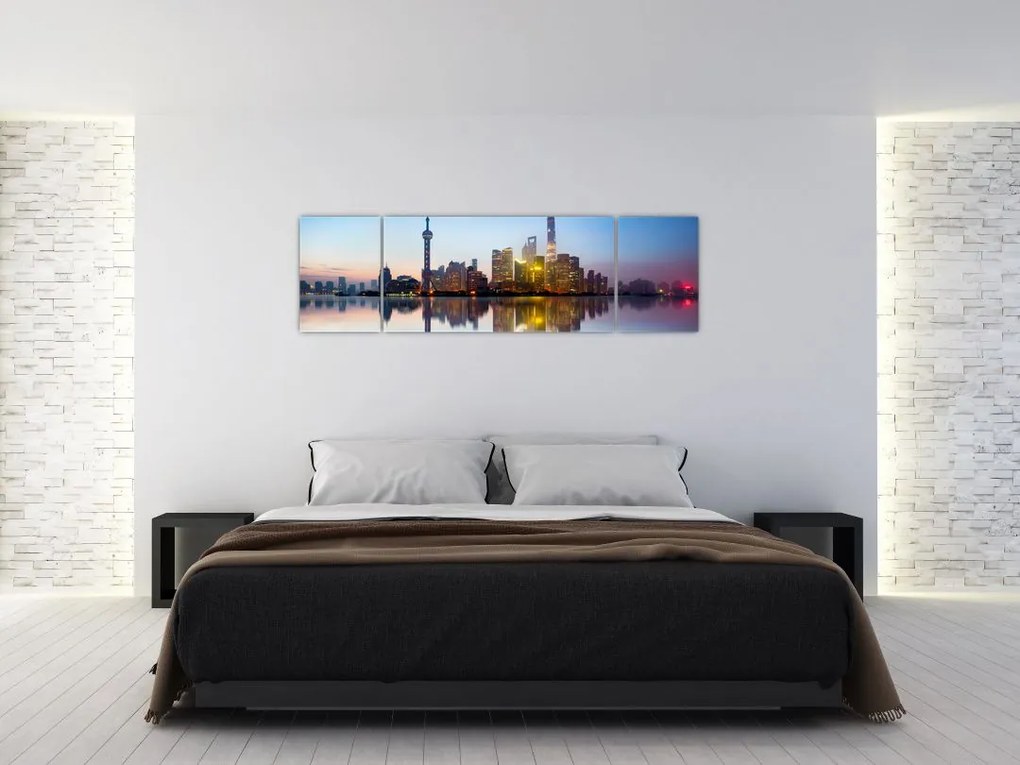 Obraz porannego nieba nad Szanghajem (170x50 cm)