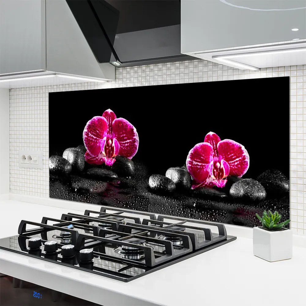 Panel Szklany do Kuchni Biała Orchidea W Zbliżeniu