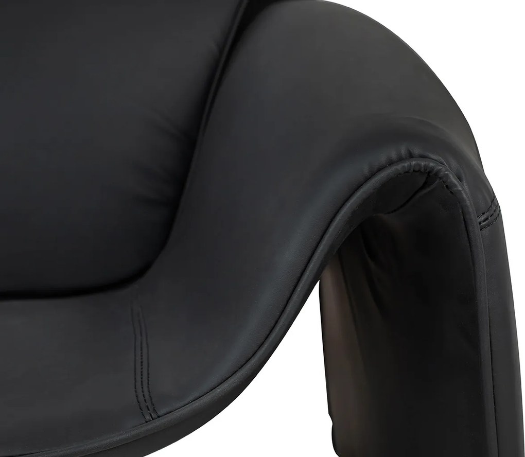 Designerski fotel wypoczynkowy z czarnej ekoskóry Flessi