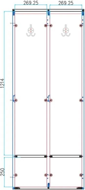 Drewniana szafa ubraniowa S4 z podstawą, 2-drzwiowa, 1871 x 600 x 500 mm, demontaż, zamek mechaniczny z kodem, szary/grafitowy