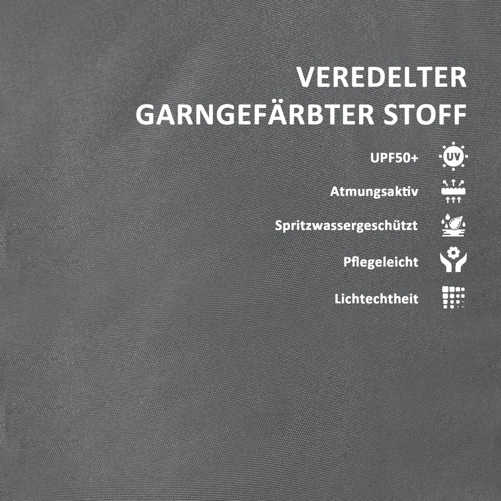 Outsunny Poduszka na siedzisko 120 x 47 x 9,5 cm odporna na wodę z paskami, zagłówek, UPF50+ Ciemnoszara
