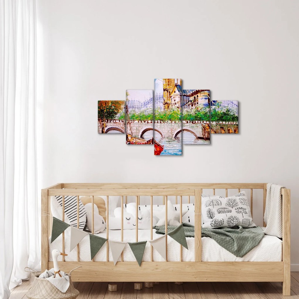 Obraz - Obraz olejny przedstawiający miasto (125x70 cm)