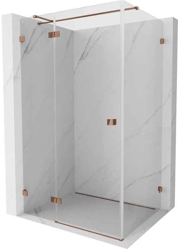 Mexen Lunar T kabina prysznicowa uchylna lewa 100 x 70 cm, transparent, różowe złoto - 834T-100-070-60-00-L