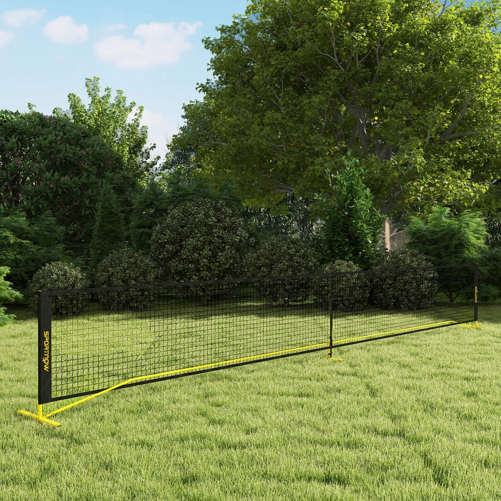 Przenośna sieć do pickleballa SPORTNOW, metalowy stelaż, siatka z tkaniny, z torbą transportową, Żółty