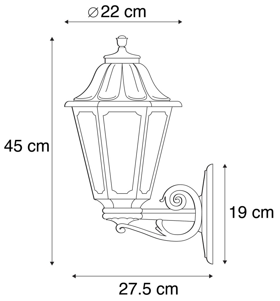 Zewnetrzna Rustykalna lampa ścienna zewnętrzna czarna IP44 - Anna klasyczny/Antyczny Oswietlenie zewnetrzne