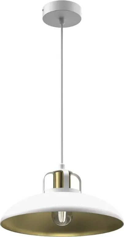 Lampa biała wisząca metalowy klosz M1-G87