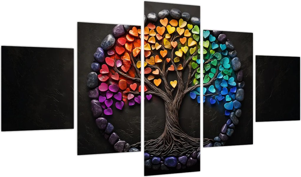 Obraz – Drzewo pełne kolorowych serc (125x70 cm)