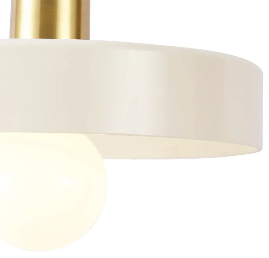 Retro Lampa Wisząca Złota z Beżowym Szkłem - Jina Retro Oswietlenie wewnetrzne