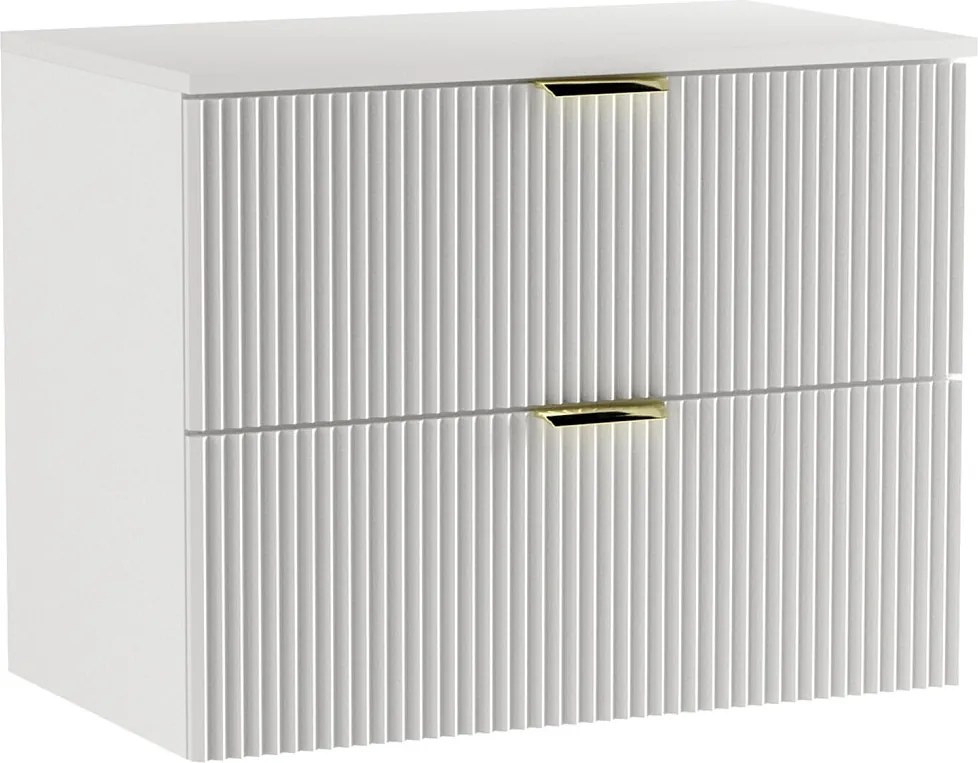 Szafka pod umywalkę WENA, ryflowane fronty, Willy, 80x60x47 cm, Biała