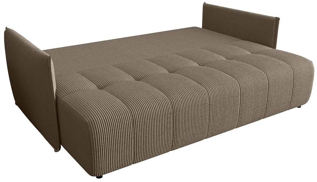 Jasnobrązowa sztruksowa sofa z funkcją spania M8-K90
