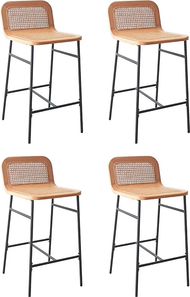 Zestaw metalowych krzeseł wyspowych i barowych SANA z siedziskiem z trzciny 65 cm