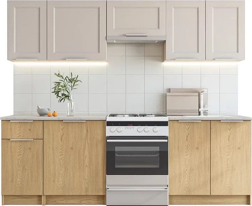 Nowoczesne meble kuchenne 240 cm dąb cremona + kaszmir  P7-E79