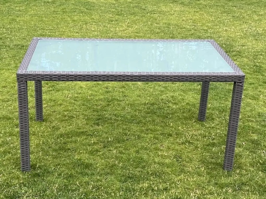 Szary stół obiadowy z technorattanu 150 x 90 cm