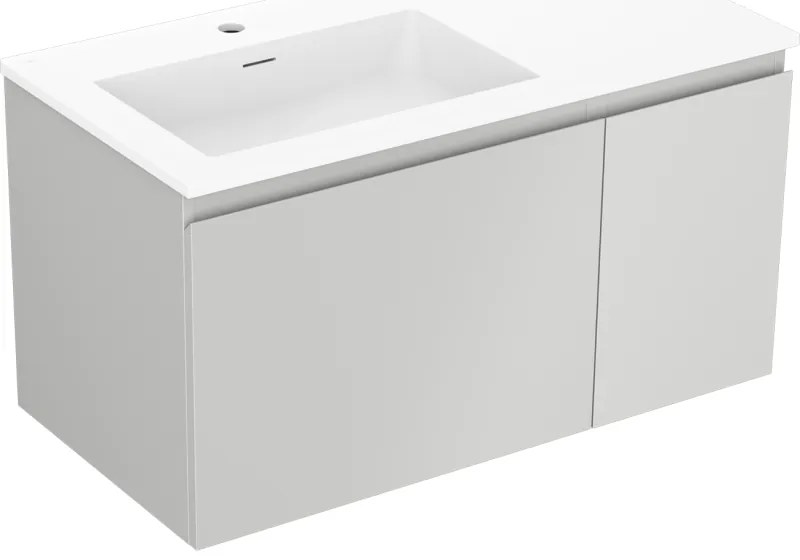 Mexen Orio szafka łazienkowa 90 cm z umywalką Otis lewą, 1S, 1D, szara mat/biała mat - 91A13-09047-3-BBFF62-W18L01