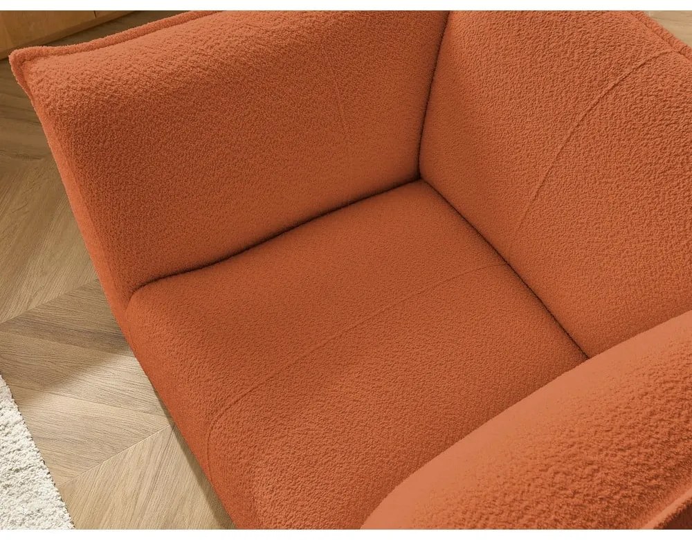 Pomarańczowy fotel z materiału bouclé Giorgia – Bobochic Paris