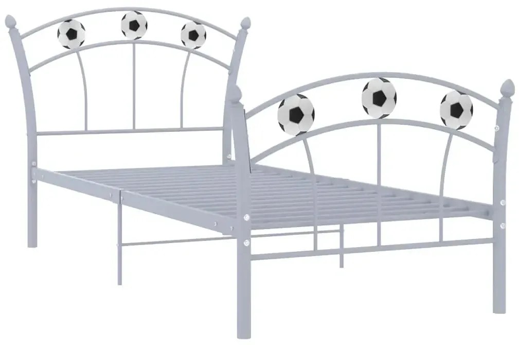 Szare metalowe łózko dziecięce z piłką 90x200 cm - Dizzel