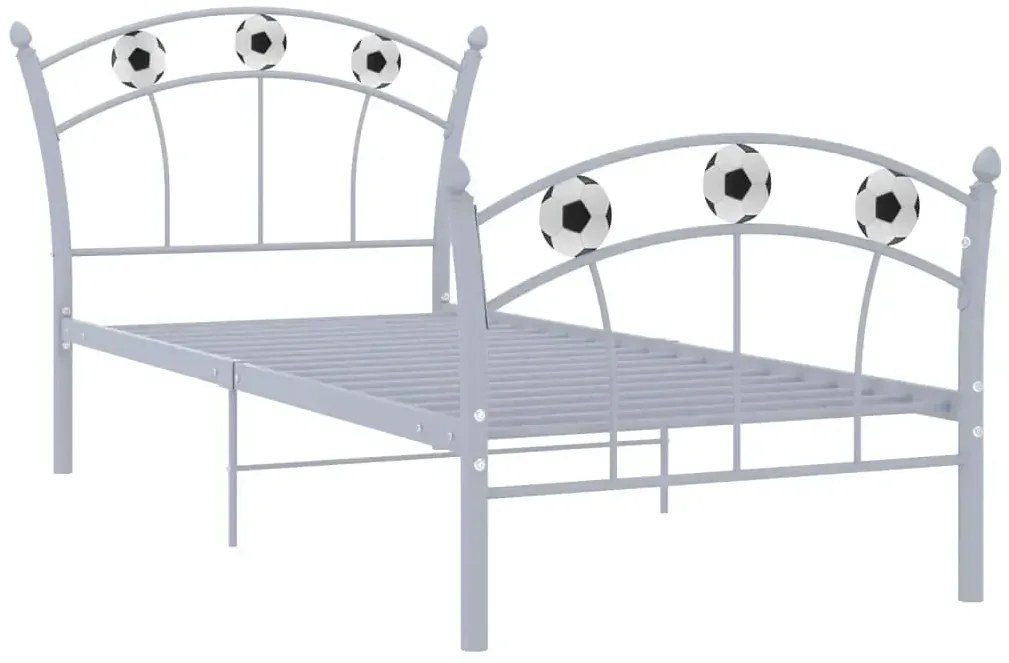 Szare metalowe łózko dziecięce z piłką 90x200 cm N4-Z06