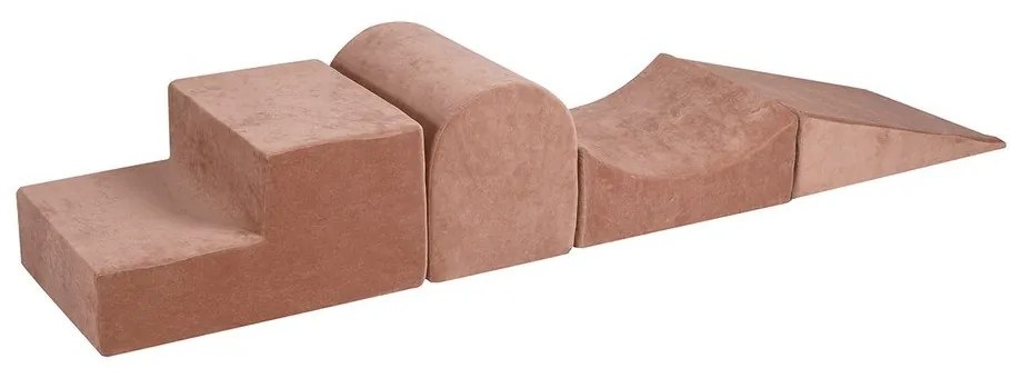 Beżowy aksamitny piankowy plac zabaw 4 szt. wysokość 30 cm 45x193 cm Montessori – Meowbaby