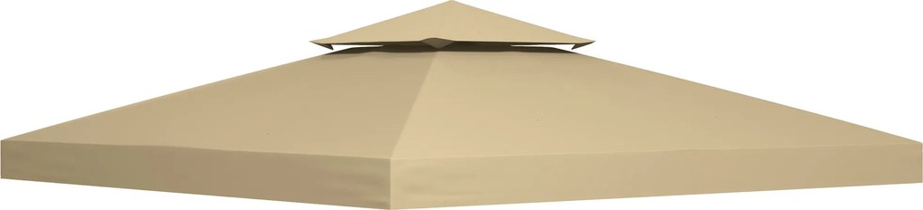 Outsunny Pokrycie wymienne do pawilonu 3 x 3 m wodoodporne, podwójny dach z otworami spustowymi, beżowy | Aosom PL