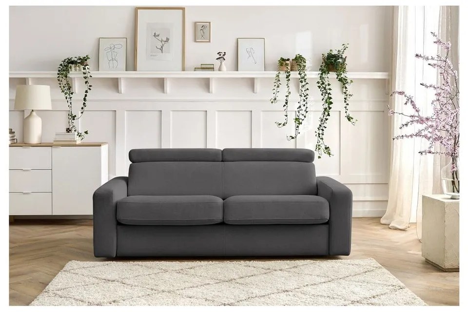 Ciemnoszara rozkładana sofa 195 cm Monaco – Bobochic Paris