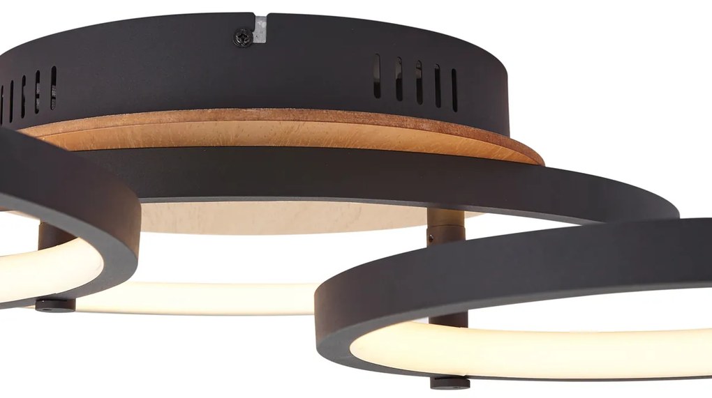 Nowoczesna drewniana lampa sufitowa zintegrowane LED, 3-stopniowo ściemnialna, 3-punktowa - Rondas
