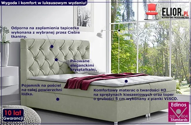 Duże łóżko z pojemnikiem na pościel i zagłówkiem Active 200x200 - 44 kolory