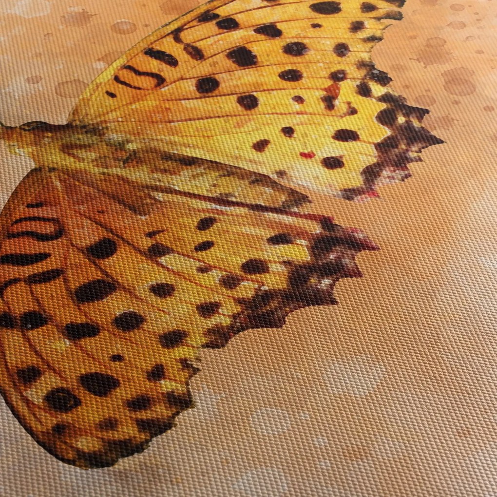 Obraz - Pomarańczowy motyl, akwarela (z zegarem) (90x30 cm)