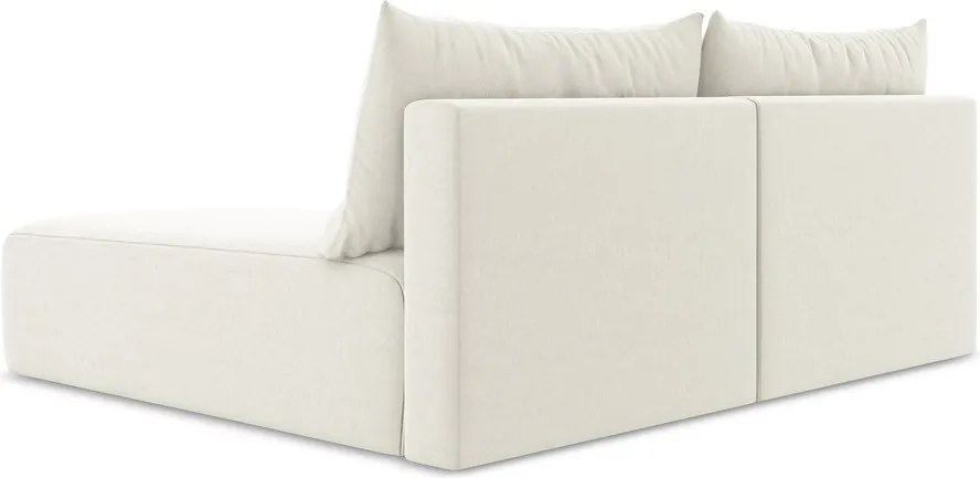 Kremowy aksamitny rozkładany narożnik ze schowkiem (prawostronny/z szezlongiem) Kalena – Makamii