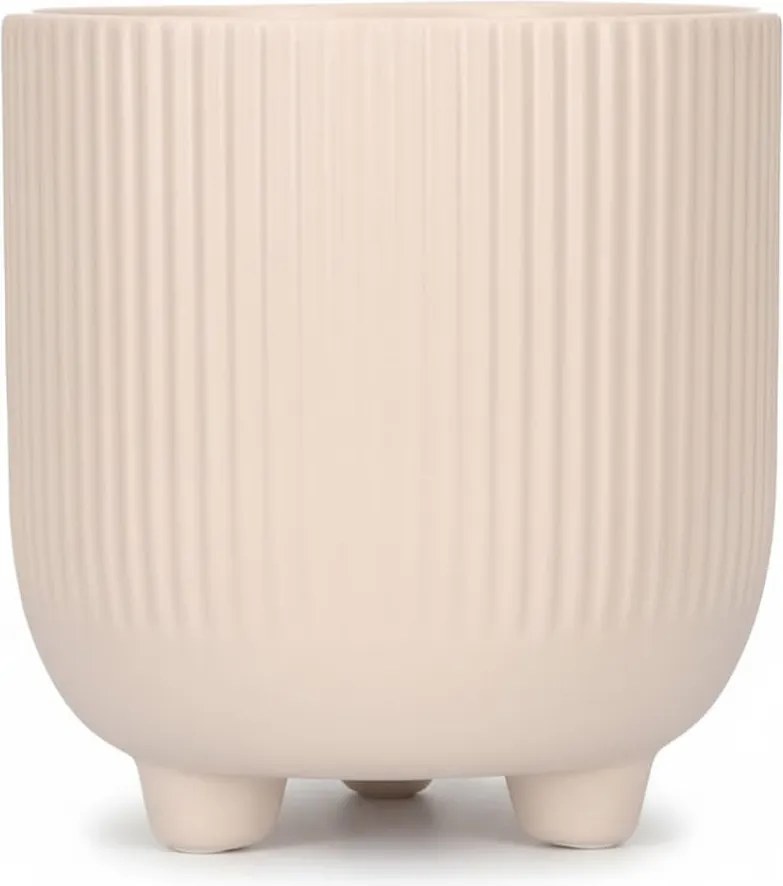 Doniczka Osłonka Beż 15 cm z Ceramiki na Trzech Nóżkach Designerska Donica