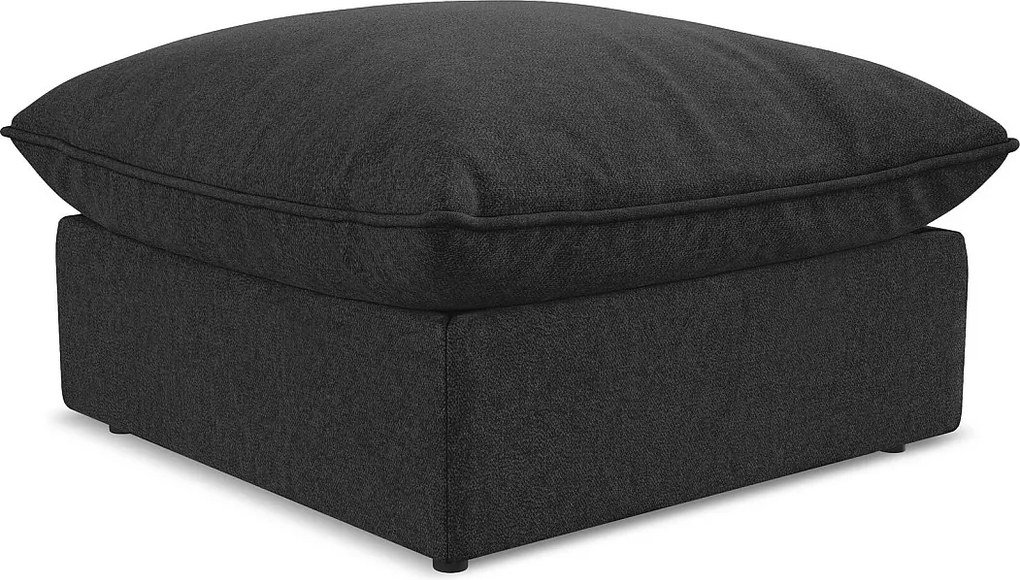 Pufa - z tkaniny welwetowej - czarny - MANAO