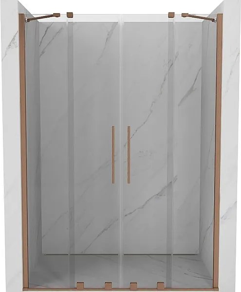 Mexen Velar Duo drzwi prysznicowe rozsuwane 160 cm, transparent, miedź szczotkowana - 871-160-000-02-65