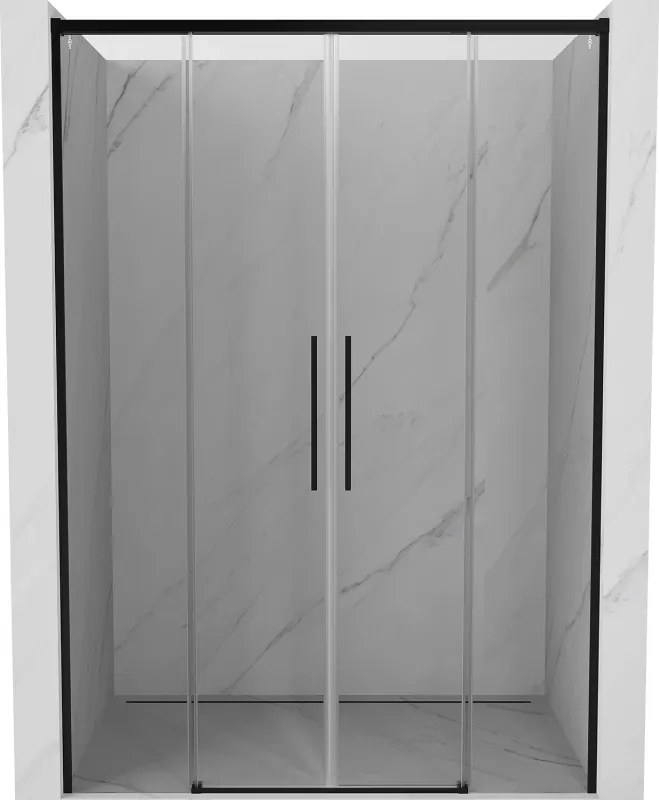 Mexen Rox Duo drzwi prysznicowe rozsuwane 140 cm, transparent, czarne - 8C2-140-002-70-00