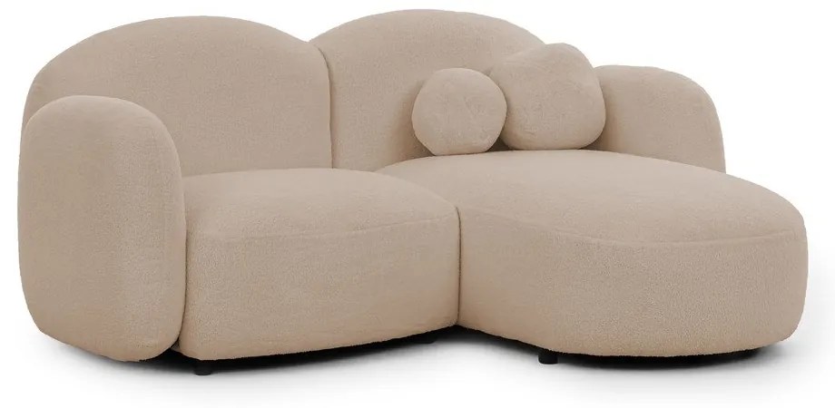 Jasnobrązowy narożnik z materiału bouclé (prawostronny/z szezlongiem) Orbit – Ropez