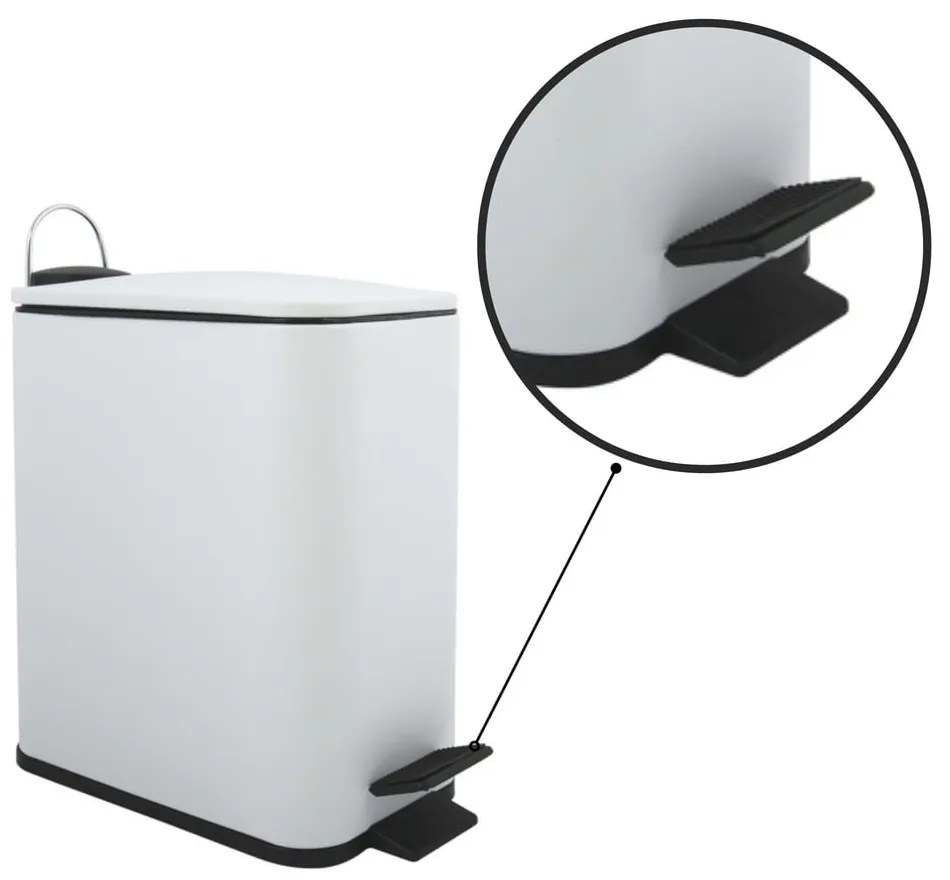 Stalowy kosz na śmieci z pedałem w matowym białym kolorze 5 l Erik – Spirella