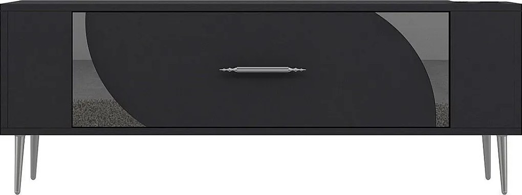 Stojak pod telewizor – 120 cm x 48,2 cm x 26,4 cm – Antracyt i srebro – Płyta wiórowa pokryta melaminą