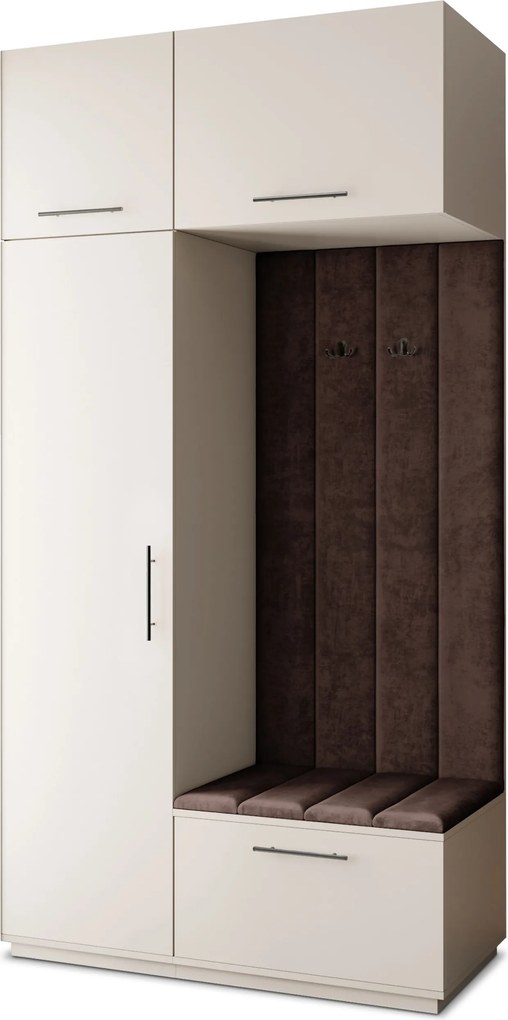Masseno Garderoba REMA 120/240/60 cm Nowoczesna Szafa do Przedpokoju Kaszmir, MONOLITH 29 (Brązowy)