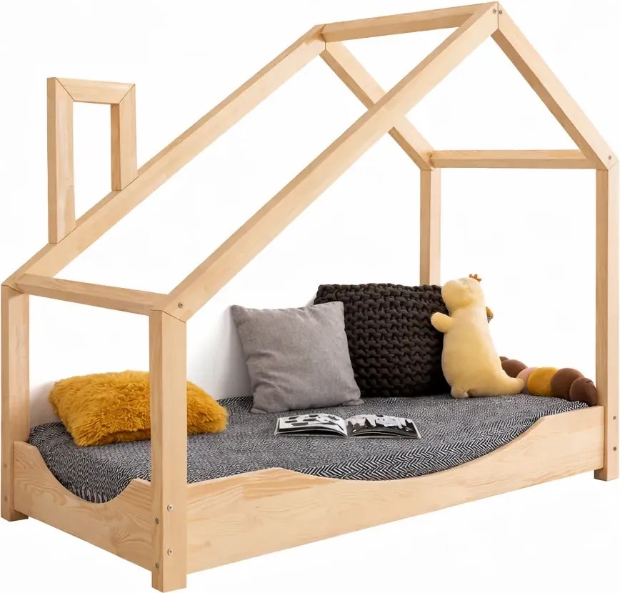 Drewniane łóżko dziecięce domek K8-R18