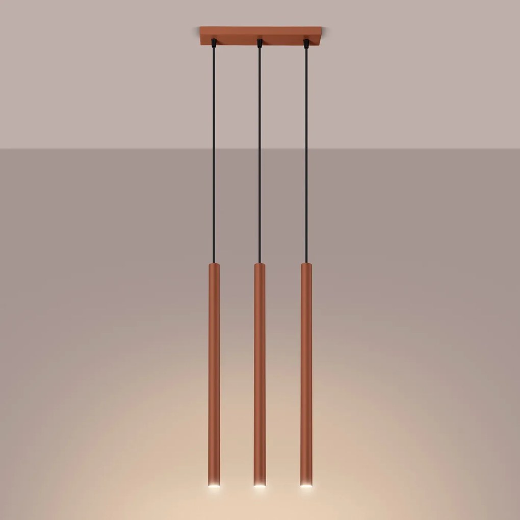 Lampa wisząca PASTELO 3 ochra czerwona SOLLUX LIGHTING