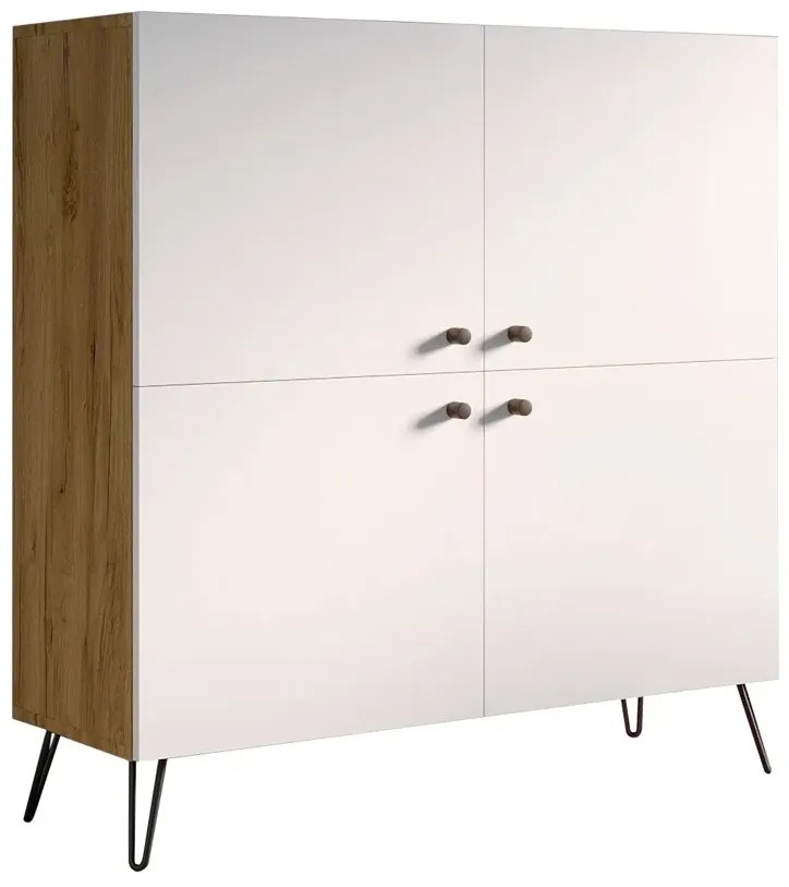 Industrialna komoda z metalowymi nogami dąb craft + biały C4-F50