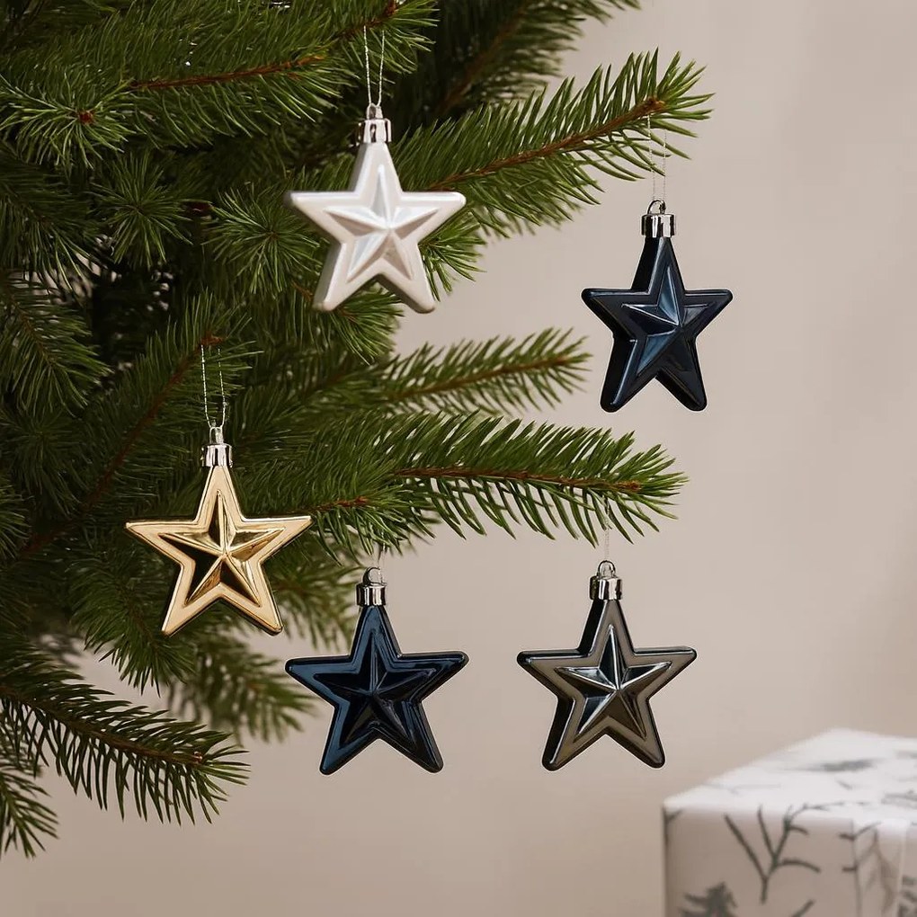 Ozdoby choinkowe, gwiazdki z tworzywa sztucznego, 6 szt.