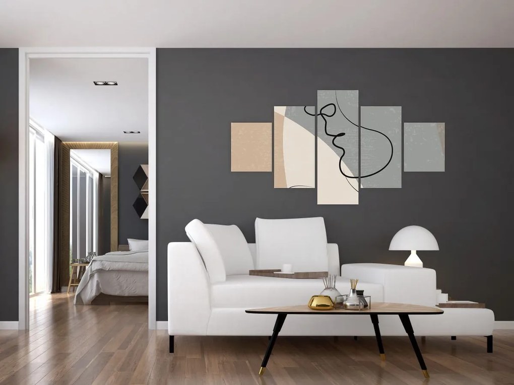 Obraz - Line art dwie twarze (125x70 cm)