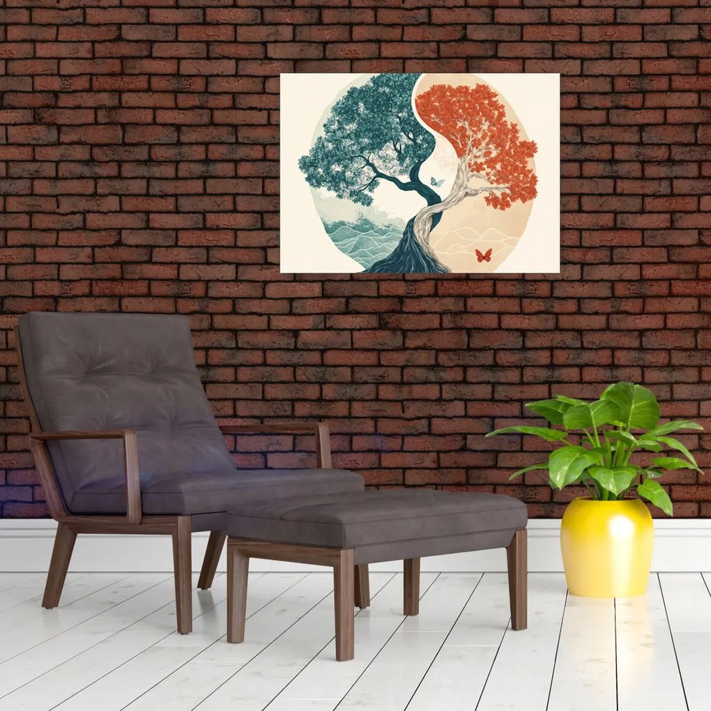 Obraz na szkle – Drzewo pełne energii (70x50 cm)