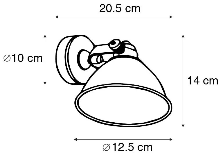Industrialna lampa ścienna czarna ze złotym, regulowanym elementem - Liko