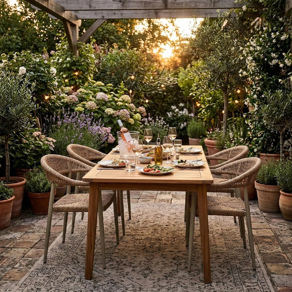 Krzesło Ogrodowe Beżowe 56x60x78 cm Plecione Sznurki Nowoczesne Wytrzymałe